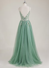 Sleeveless V-Neck Sequins Tulle Ball-Gown/Princess Maxi Dress