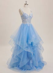 Ball-Gown/Princess Sweetheart Sweep Train Tulle Maxi Dresses With Appliques Lace