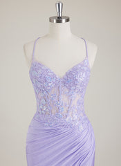 Spaghetti Straps V-Neck Sequins Jersey Trumpet/Mermaid Maxi Dress With Leg Slit