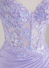 Spaghetti Straps V-Neck Sequins Jersey Trumpet/Mermaid Maxi Dress With Leg Slit