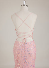 Sleeveless V-Neck Sequins Tulle Trumpet/Mermaid Maxi Dress