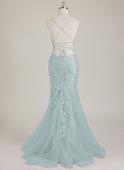 Sleeveless V-Neck Sequins Tulle Trumpet/Mermaid Maxi Dress