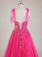 Sleeveless V-Neck Sequins Tulle Ball-Gown/Princess Maxi Dress