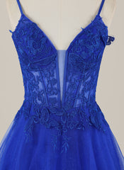 A-line Sleeveless Sweep Train Tulle Maxi Dress With Appliques Lace