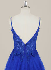 A-line Sleeveless Sweep Train Tulle Maxi Dress With Appliques Lace