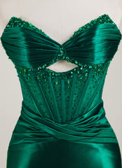 Sleeveless V-Neck Rhinestone Jersey Trumpet/Mermaid Maxi Dress With Leg Slit