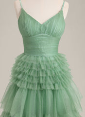 Ball-Gown/Princess Spaghetti Straps Floor-Length Tulle Prom Dress With Pleated