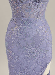 Trumpet/Mermaid Sleeveless Sweep Train Lace Prom Dress With Rhinestone