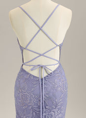 Trumpet/Mermaid Sleeveless Sweep Train Lace Prom Dress With Rhinestone