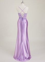 Spaghetti Straps V-Neck Sequins Jersey Trumpet/Mermaid Maxi Dress With Leg Slit