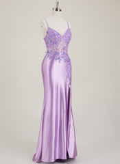 Spaghetti Straps V-Neck Sequins Jersey Trumpet/Mermaid Maxi Dress With Leg Slit