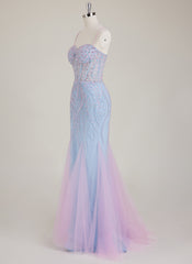 Spaghetti Straps Sweetheart Rhinestone Sequins Tulle Trumpet/Mermaid Maxi Dress