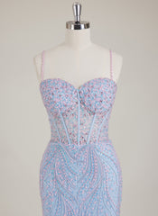 Spaghetti Straps Sweetheart Rhinestone Sequins Tulle Trumpet/Mermaid Maxi Dress