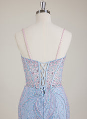 Spaghetti Straps Sweetheart Rhinestone Sequins Tulle Trumpet/Mermaid Maxi Dress