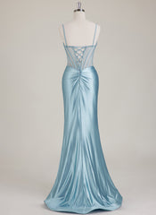 Sleeveless Sweetheart Rhinestone Jersey Trumpet/Mermaid Maxi Dress With Leg Slit