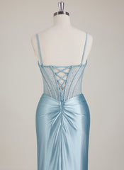 Sleeveless Sweetheart Rhinestone Jersey Trumpet/Mermaid Maxi Dress With Leg Slit