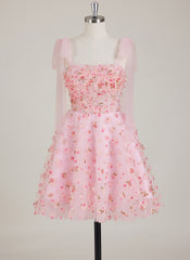 Sleeveless Sweetheart 3D Floral Tulle Ball-Gown/Princess Mini Dress