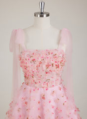Sleeveless Sweetheart 3D Floral Tulle Ball-Gown/Princess Mini Dress
