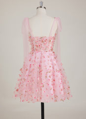 Sleeveless Sweetheart 3D Floral Tulle Ball-Gown/Princess Mini Dress
