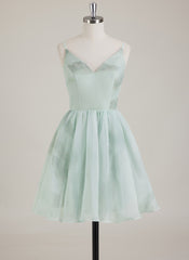 Ärmellos V-Ausschnitt Organza Ballkleid/Prinzessin Minikleid