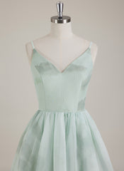 Ärmellos V-Ausschnitt Organza Ballkleid/Prinzessin Minikleid