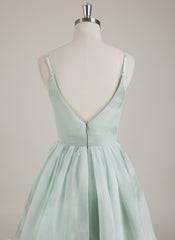 Ärmellos V-Ausschnitt Organza Ballkleid/Prinzessin Minikleid