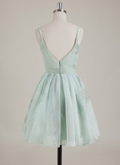 Ärmellos V-Ausschnitt Organza Ballkleid/Prinzessin Minikleid