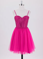 Ball-Gown/Princess Sleeveless Short Tulle Homecoming Dress With Rhinestone