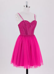 Ball-Gown/Princess Sleeveless Short Tulle Homecoming Dress With Rhinestone