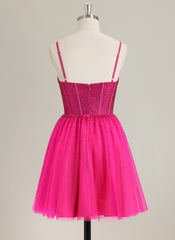 Ball-Gown/Princess Spaghetti Straps Short Tulle Homecoming Dress With Rhinestone