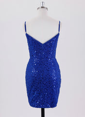 Sheath/Column Spaghetti Straps Short Tulle Homecoming Dress With Sequins