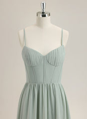A-Line Sleeveless Sweep Train Chiffon Prom Dress With Ruffle
