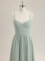 A-Line Sleeveless Sweep Train Chiffon Prom Dress With Ruffle