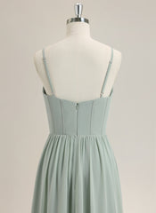 A-Line Sleeveless Sweep Train Chiffon Prom Dress With Ruffle