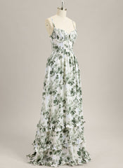 A-Line Spaghetti Straps Floor-Length Chiffon Prom Dress
