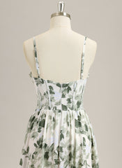 A-Line Spaghetti Straps Floor-Length Chiffon Prom Dress