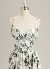 A-Line Spaghetti Straps Floor-Length Chiffon Prom Dress