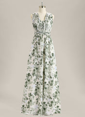 A-Line Spaghetti Straps Floor-Length Chiffon Prom Dress