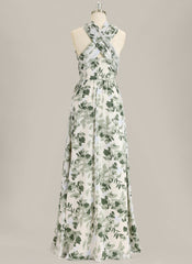 A-Line Spaghetti Straps Floor-Length Chiffon Prom Dress