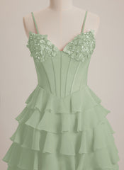 V-Neck Short Chiffon Mini Dress