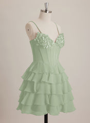 V-Neck Short Chiffon Mini Dress