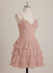 V-Neck Short Chiffon Mini Dress