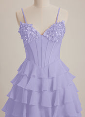 V-Neck Short Chiffon Mini Dress