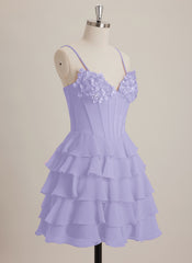 V-Neck Short Chiffon Mini Dress