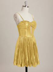 A-line Sweetheart Short Metallic Mini Dress