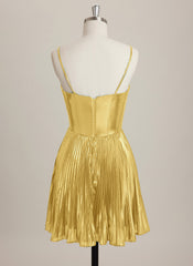 A-line Sweetheart Short Metallic Mini Dress