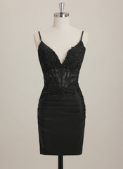 Sheath/Column V-Neck Short Jersey Mini Dress With Rhinestone
