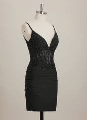 Sheath/Column V-Neck Short Jersey Mini Dress With Rhinestone