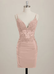 Sheath/Column V-Neck Short Jersey Mini Dress With Rhinestone