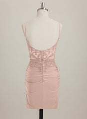 Sheath/Column V-Neck Short Jersey Mini Dress With Rhinestone